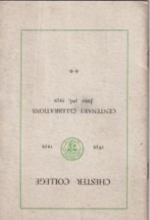 Front page of a programme celebrating the cententary of Chester College