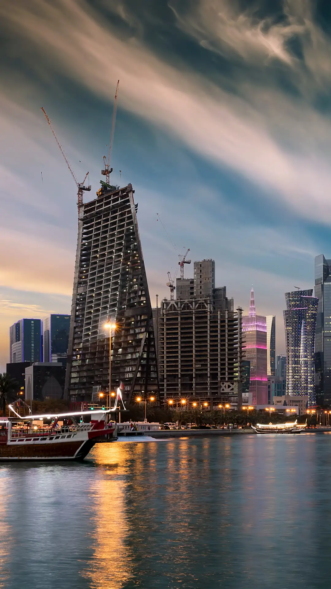 Doha skyline during sunset.