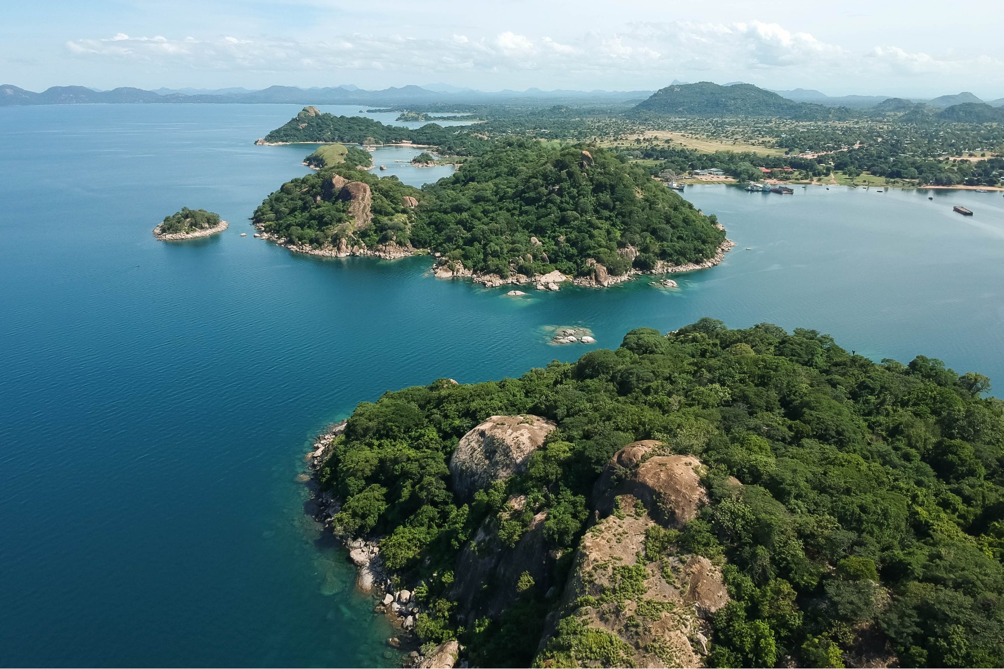 Monkey Bay Malawi Tropical Islands Drone Shot