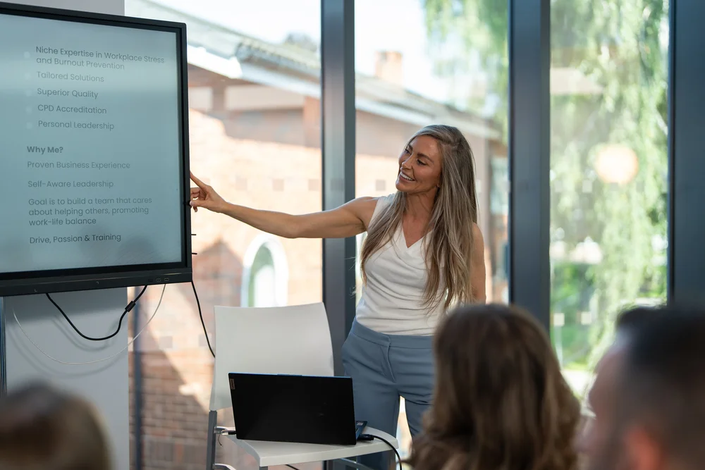 Female professional teaching