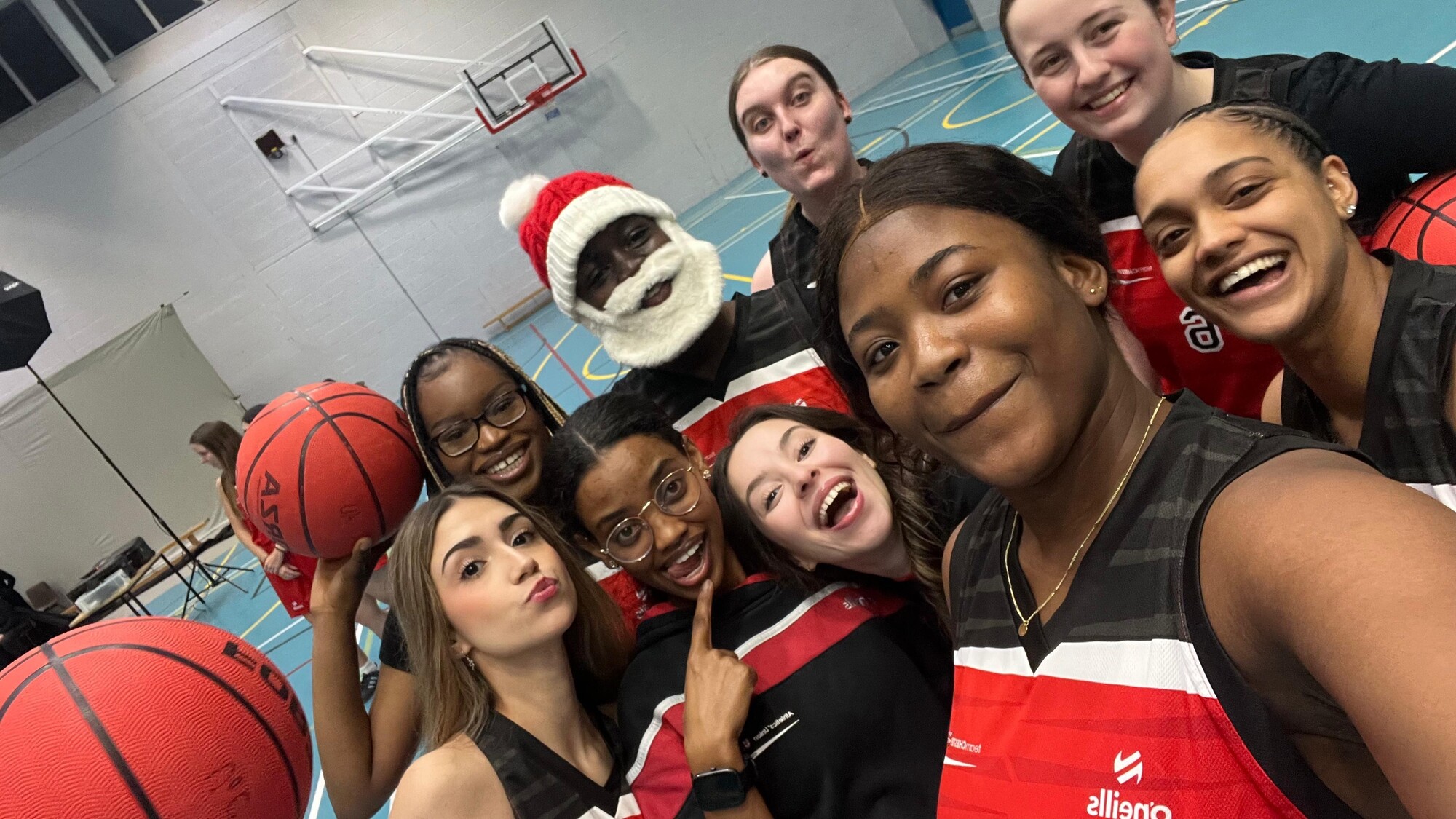 Jana captaining the University of Chester Women's Basketball Team