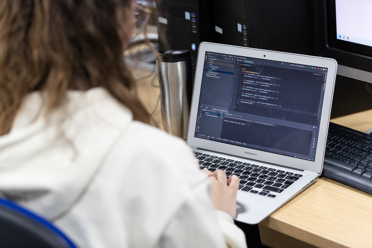 A person using a laptop