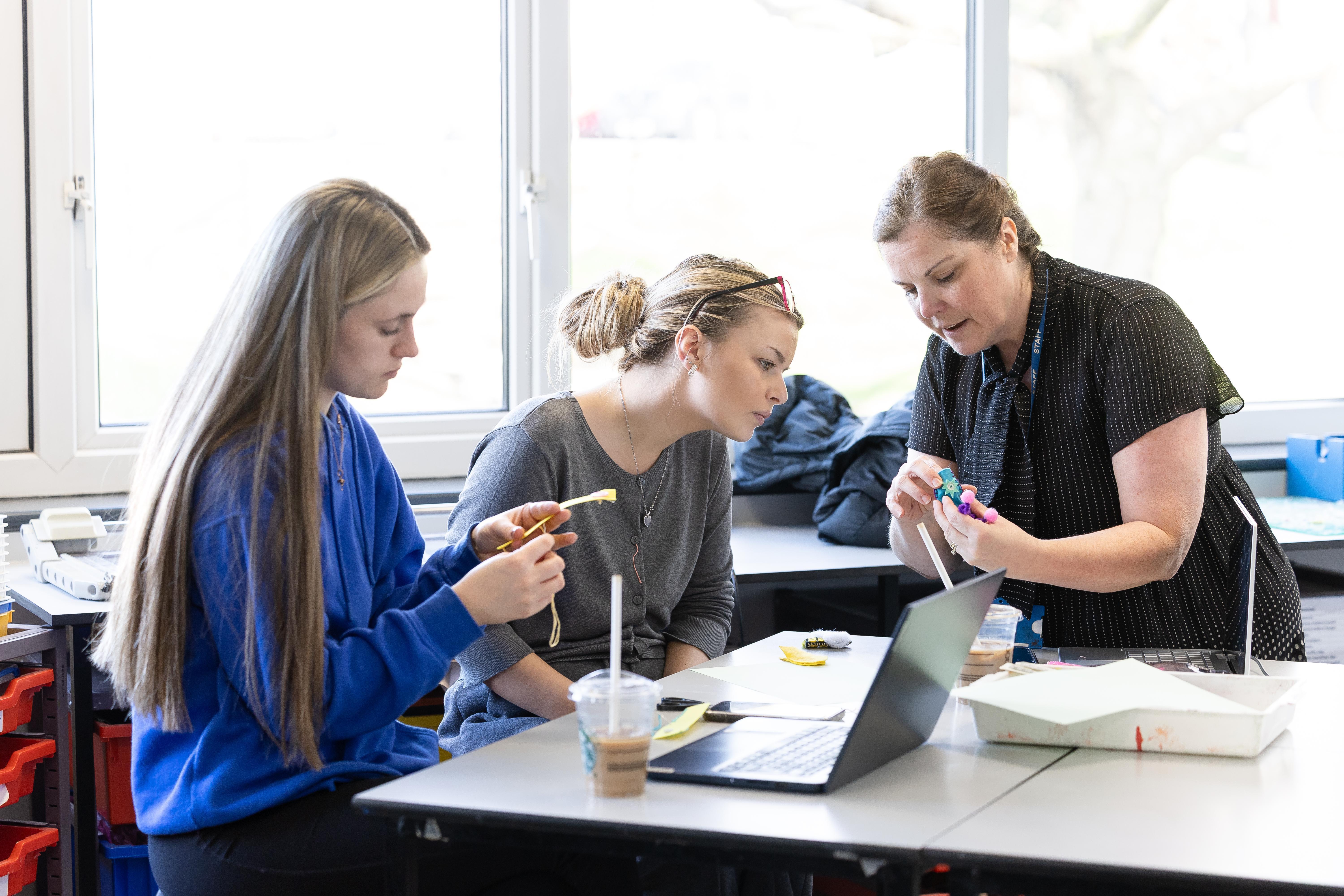 PGCE Art and Design students developing creative teaching skills through practical workshops and classroom-based learning with Qualified Teacher Status (QTS).