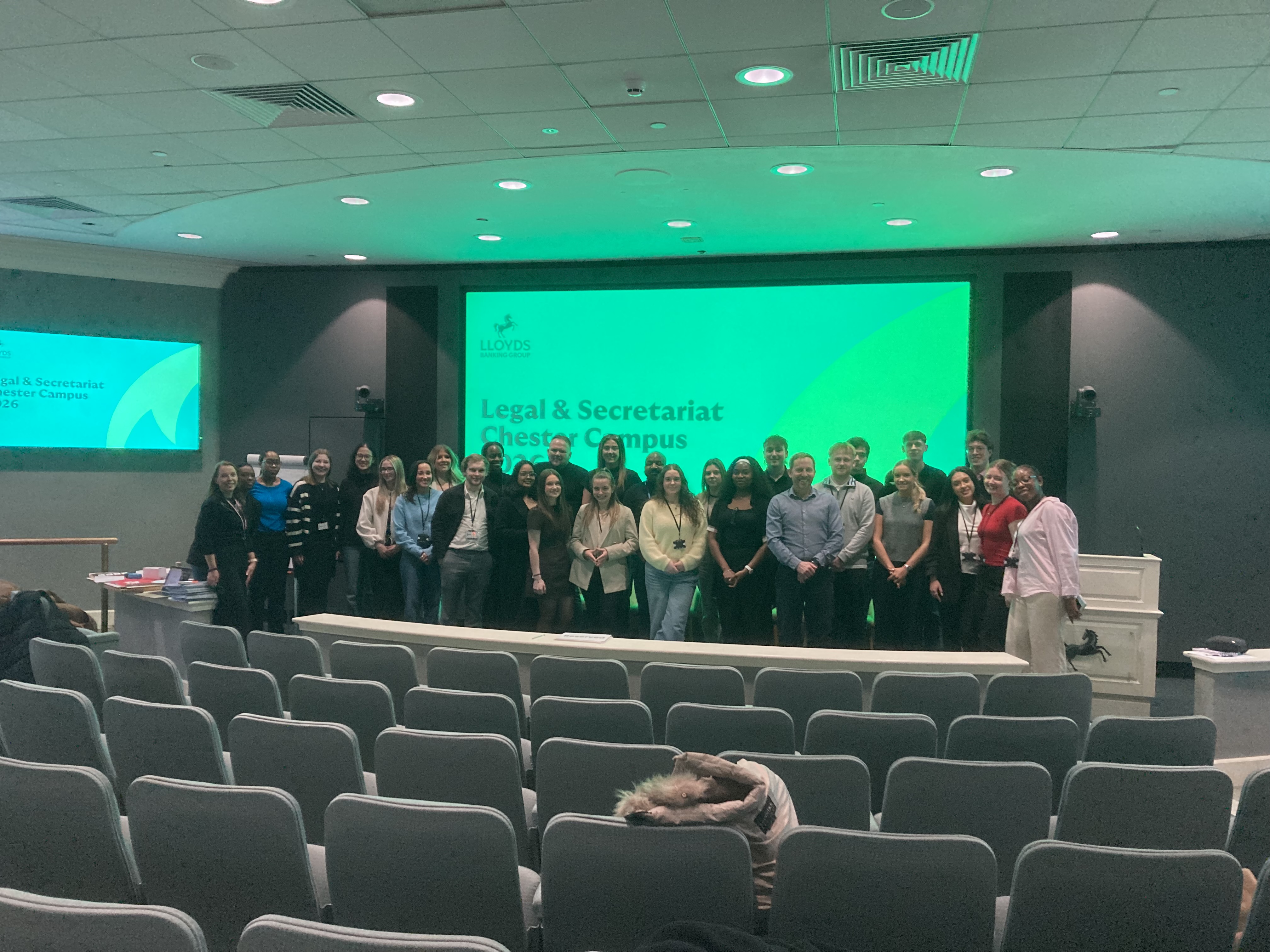 smiling students in lloyds placement