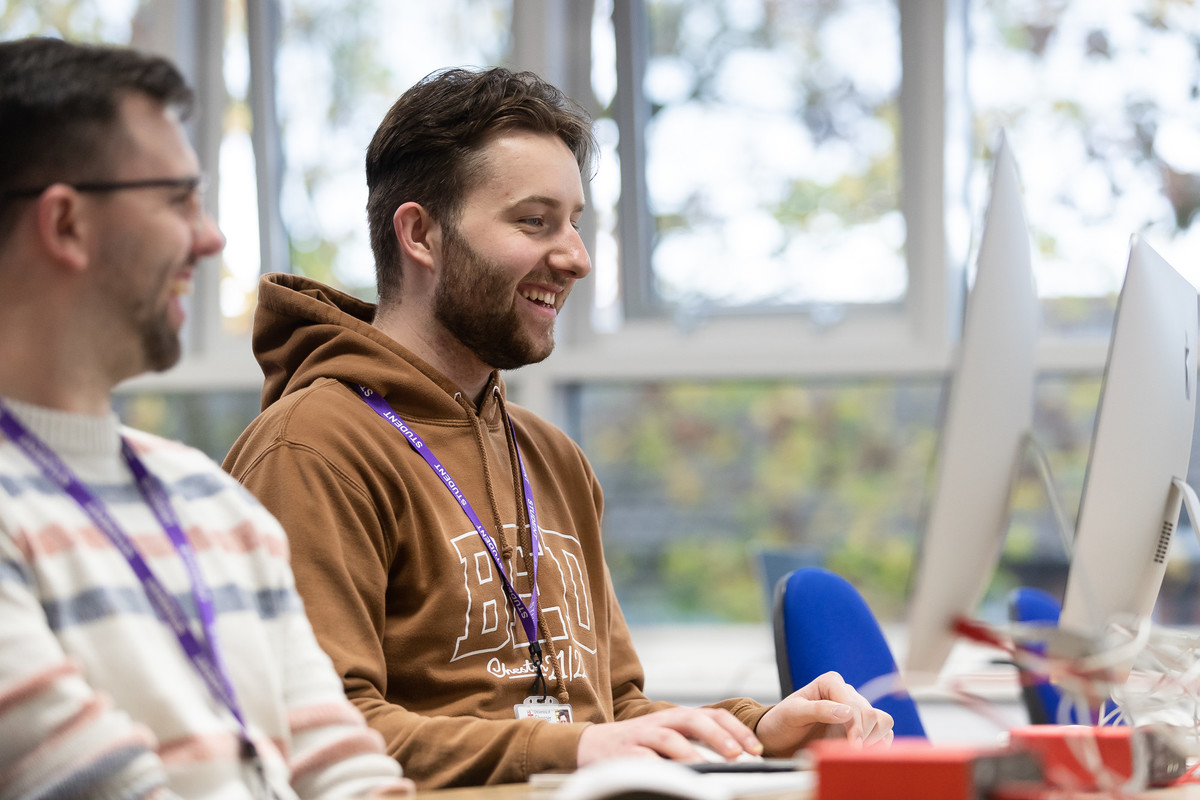 A group of students using computers