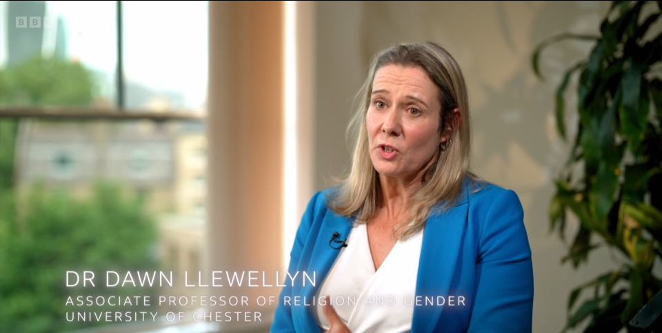 Dr Dawn Llewellyn appearing on the documentary.
