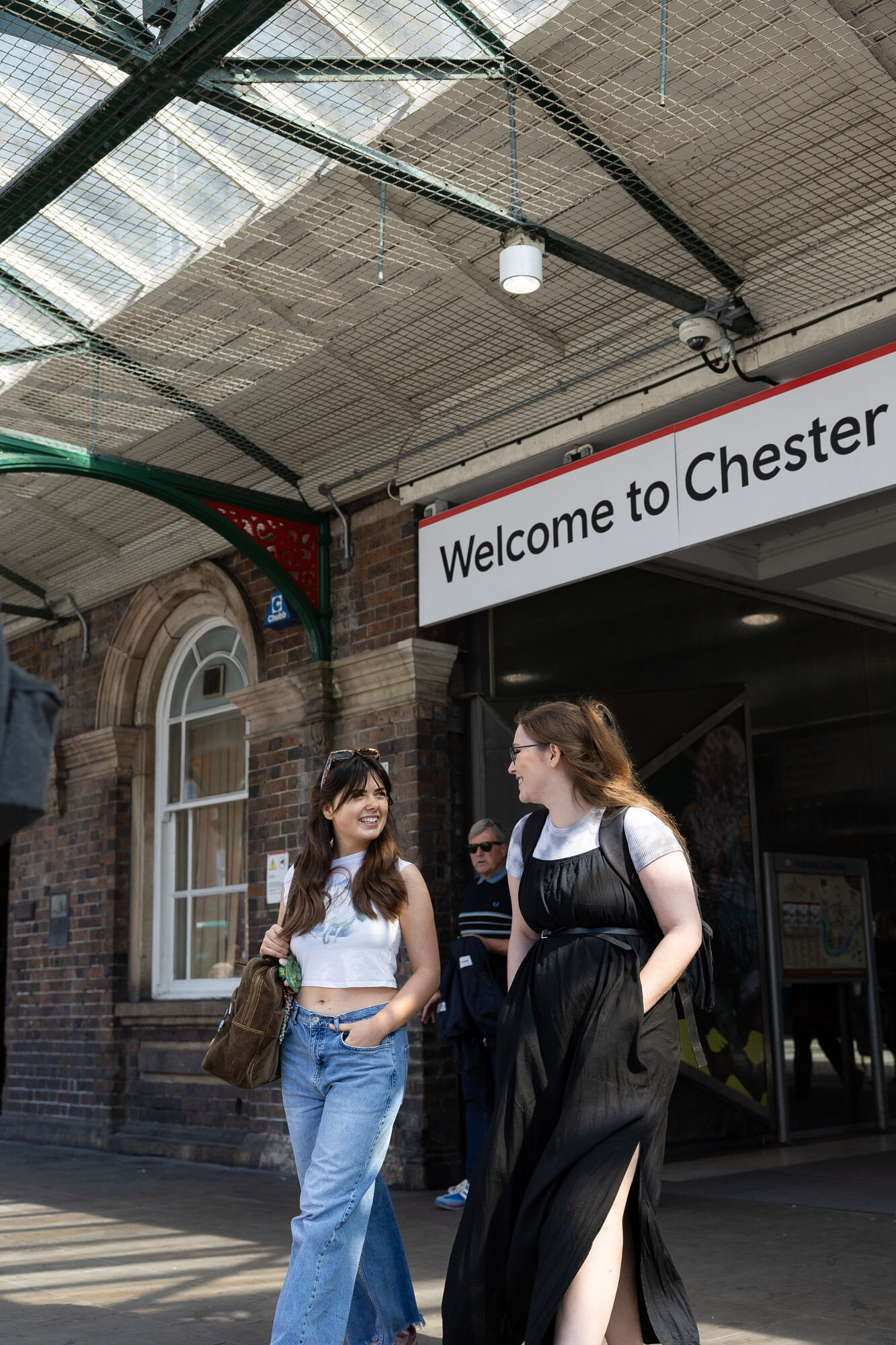 Students arriving at Chester Railway Station.