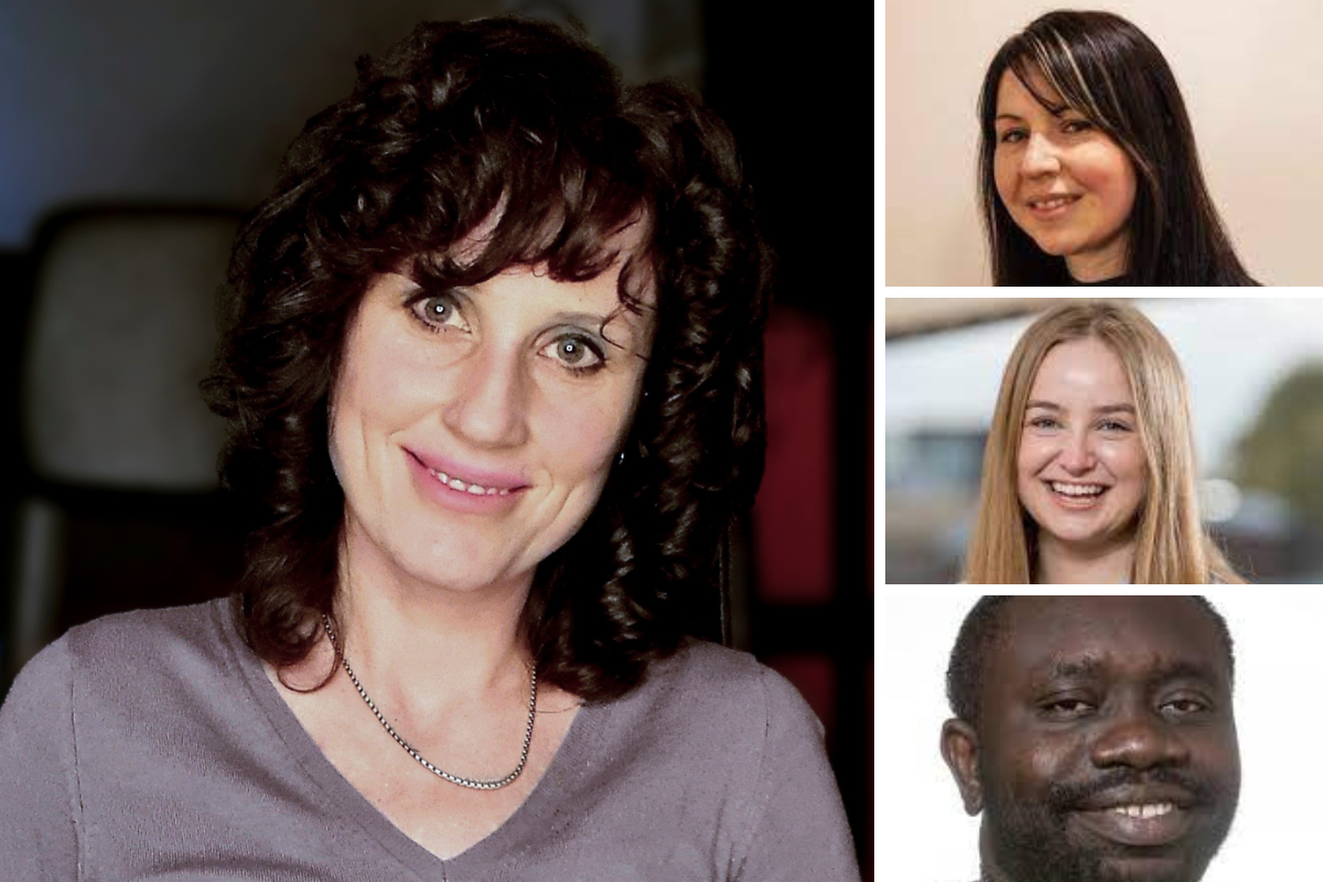Headshot profile photos of Prof Chantal Davies, Dr Kim Ross, Dr Holly White and Dr Eghosa Ekhator.