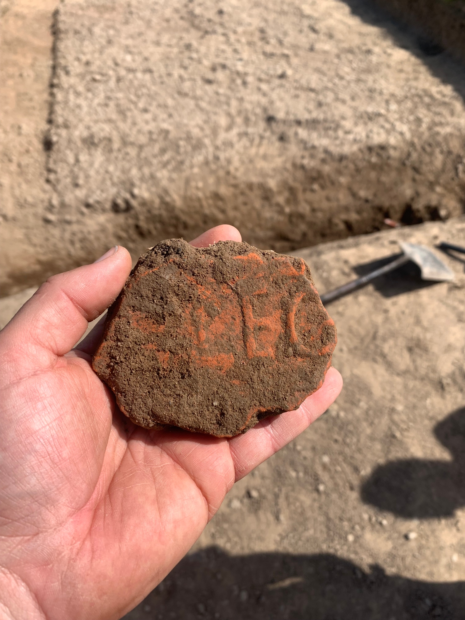 A stamped legionary tile, one of the artefacts discovered.