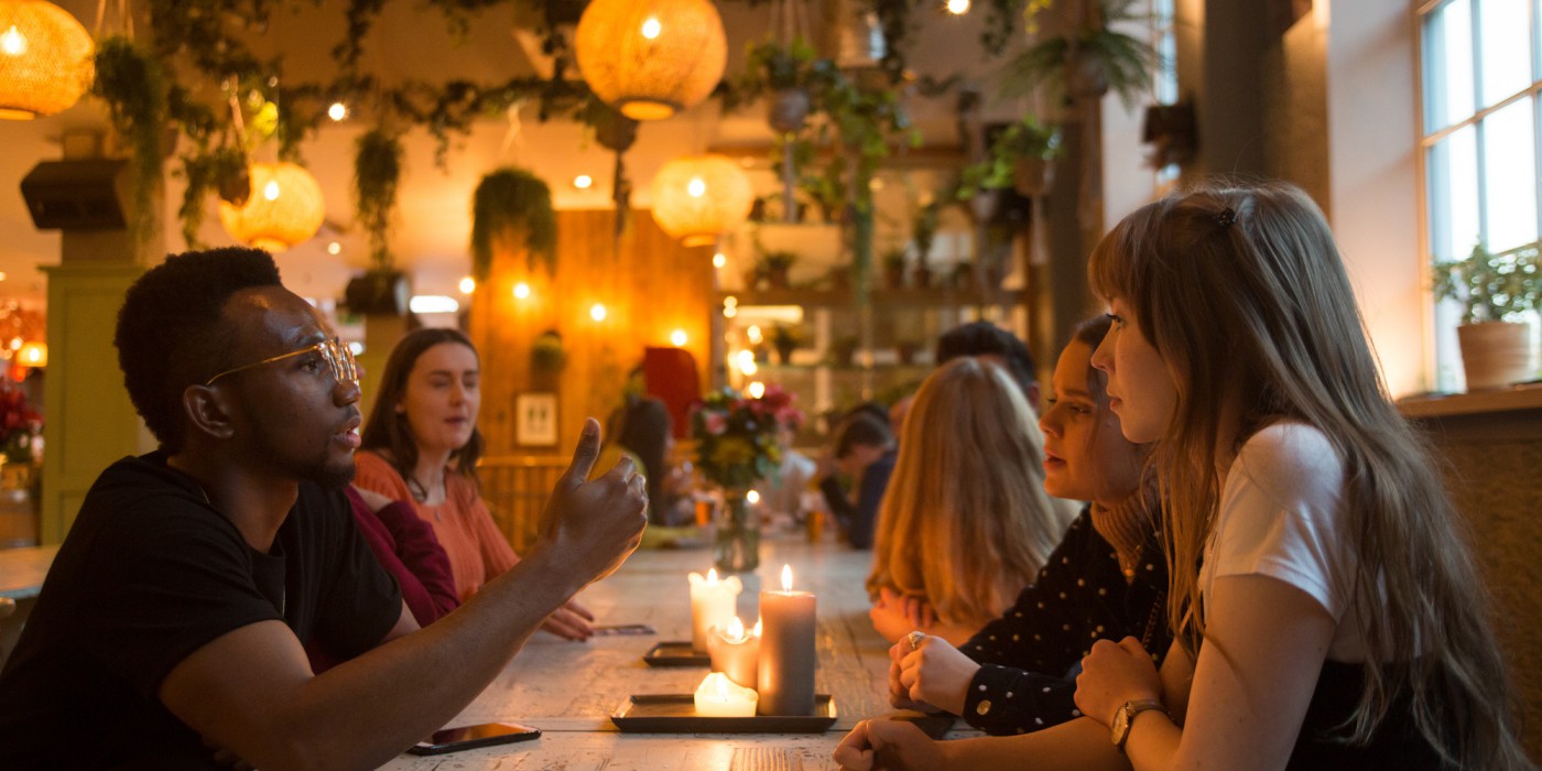 Students enjoying a meal in a Chester restaurant