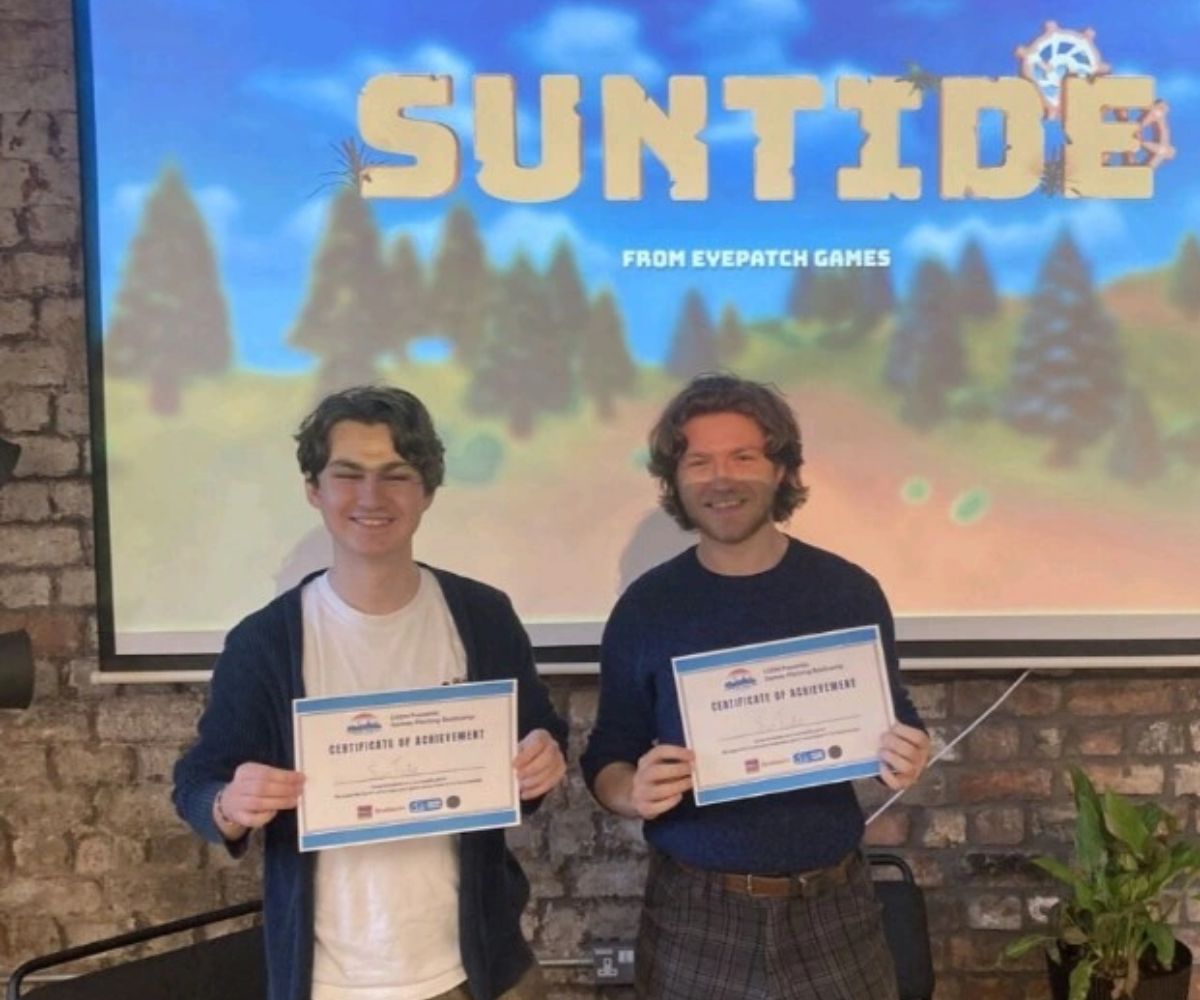 Liverpool Game Developers Network (LGDN) Pitching Bootcamp winners, Sam Hill (on left) and Thomas McIntosh.