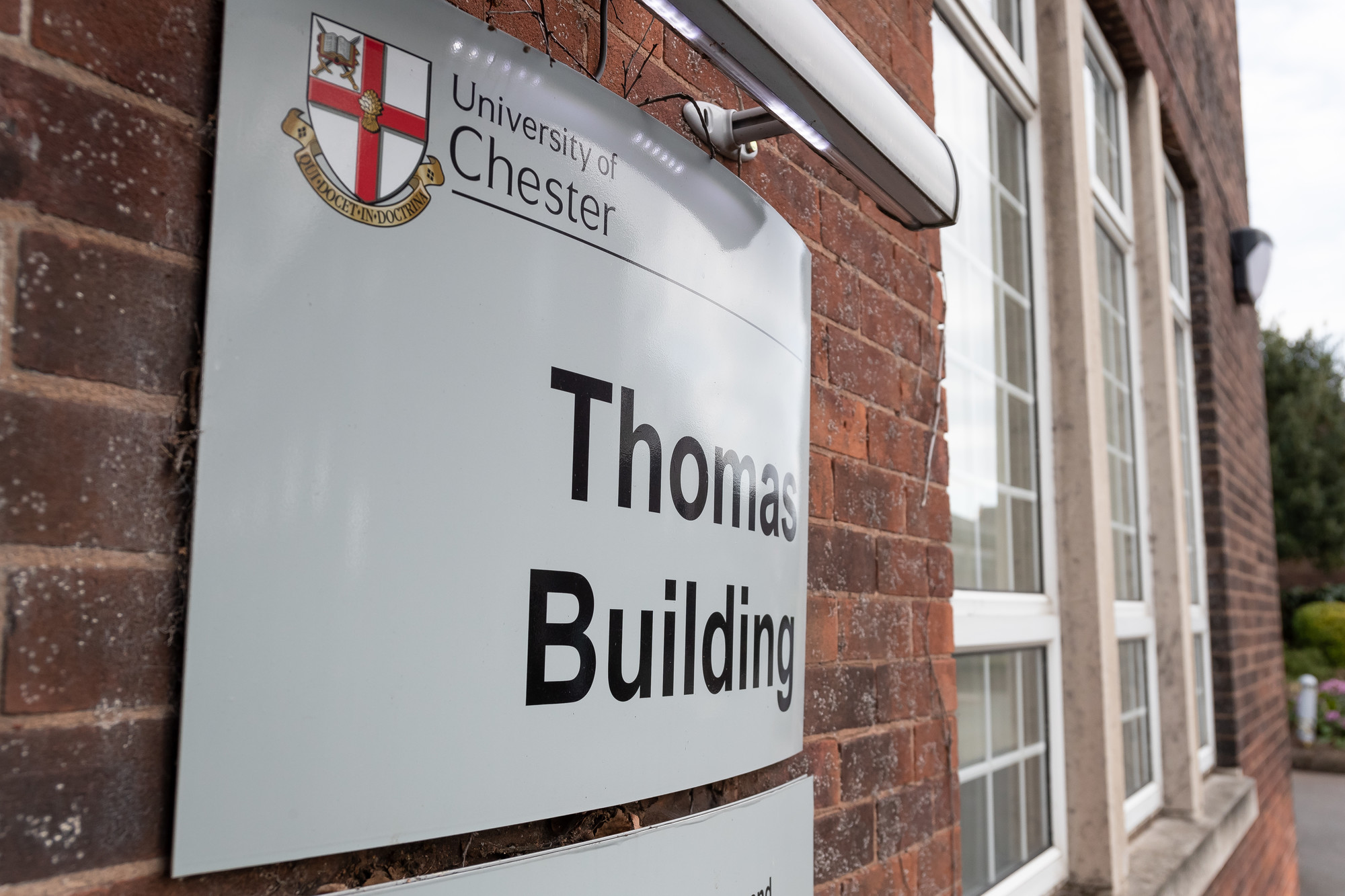 Sign on Thomas Building, Exton Park