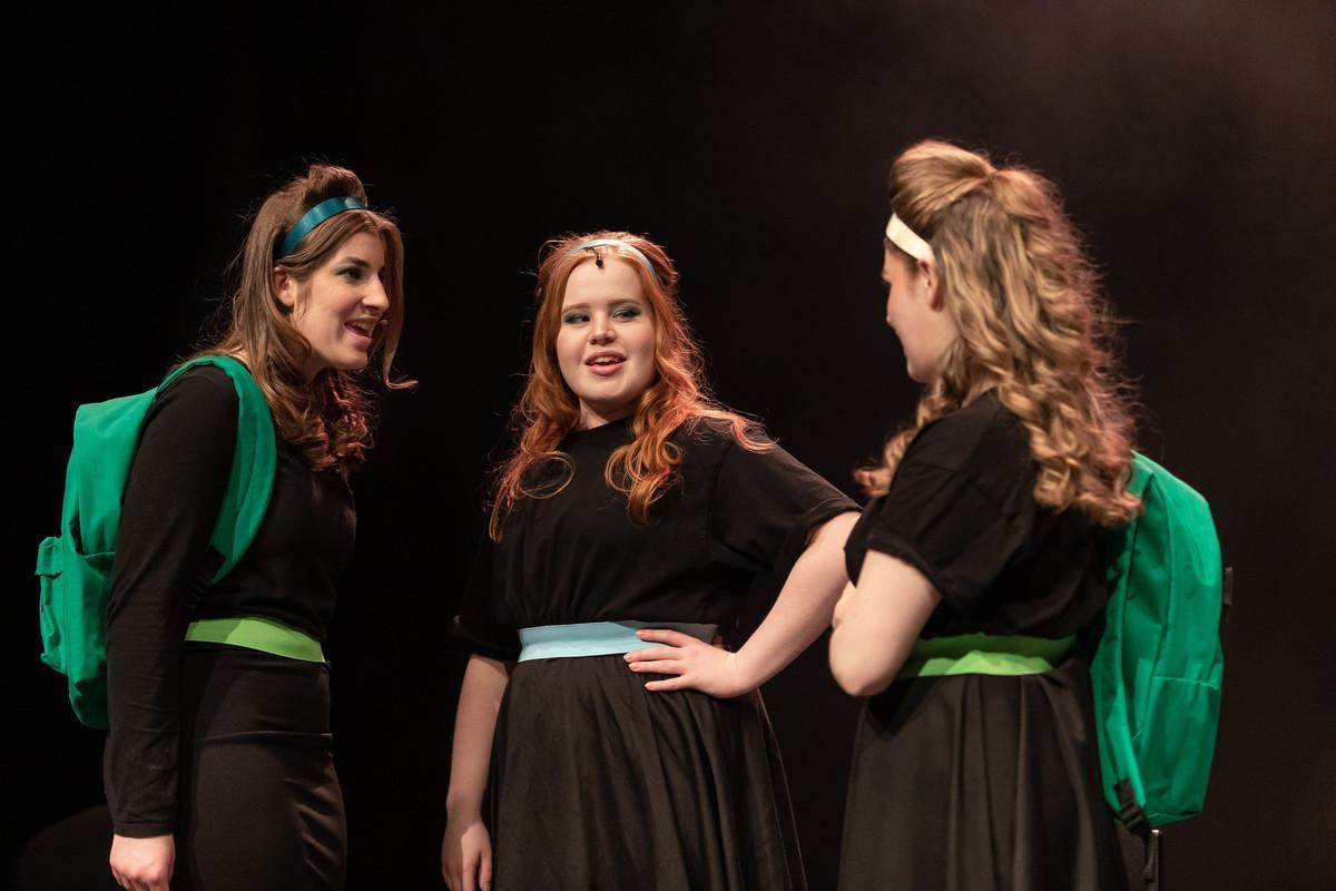 Students perform on stage during a drama production, developing performance, communication and creative teaching skills for the Secondary Drama PGCE with QTS at the University of Chester.